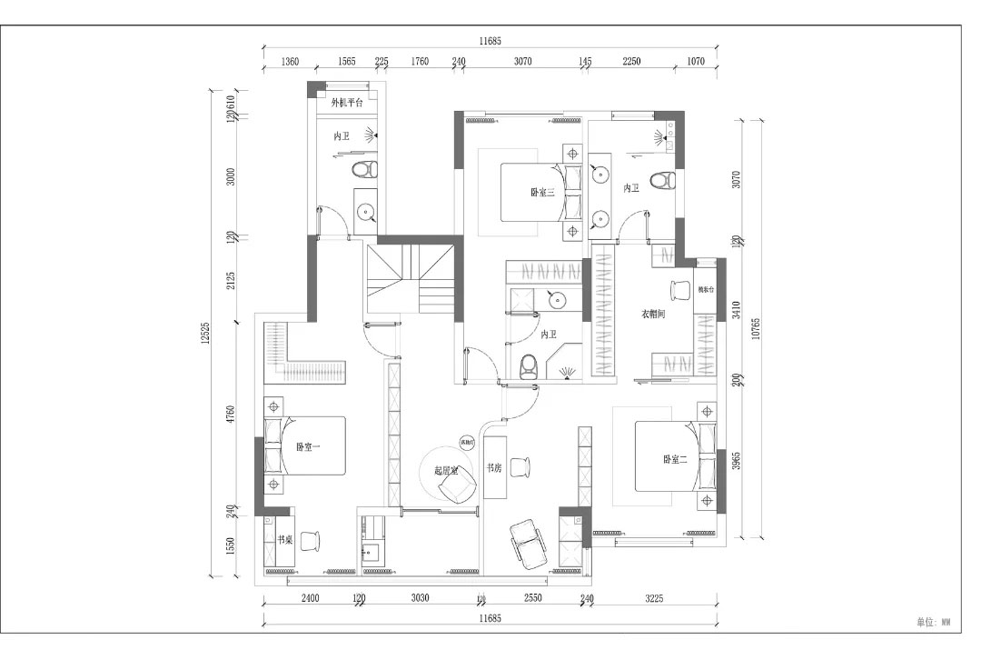 平面图-常州别墅中式装修